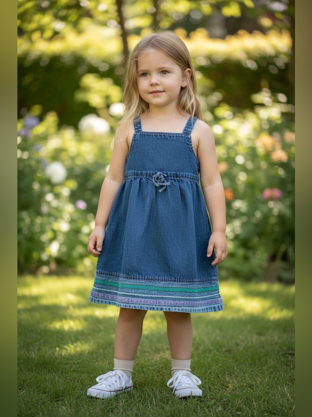 Y2K Vintage Gymboree Blue Jean Dress Girl Size 4-5 Spaghetti Straps